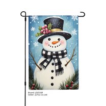 JOOCAR Snowman with Top Hat and Scarf Garden Flag for Winter Christmas Home Outdoor Garden Yard Door Decor 12x18 inch