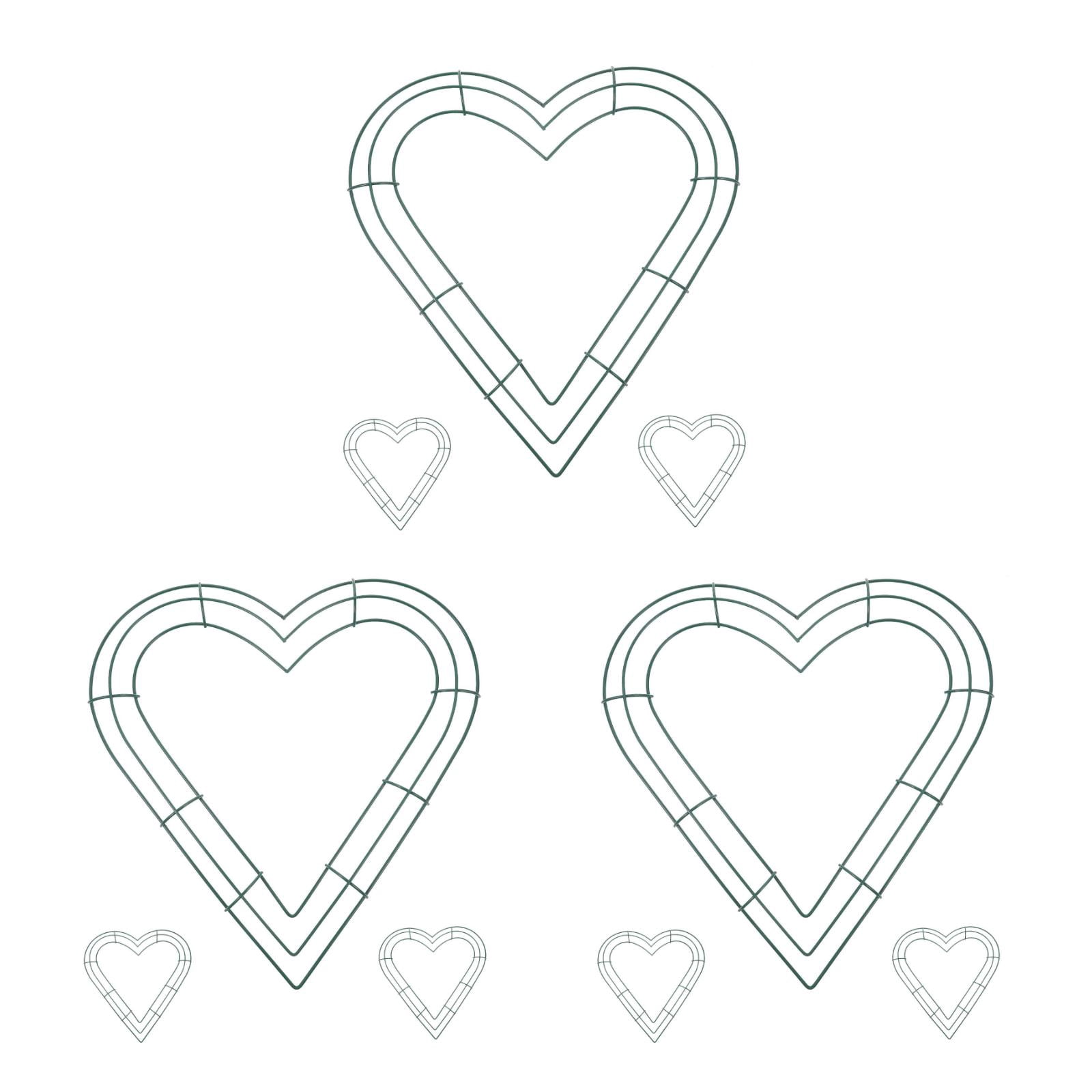 3 Pieces Heart Wreath Forms Valentines Floral Wire Making Rings
