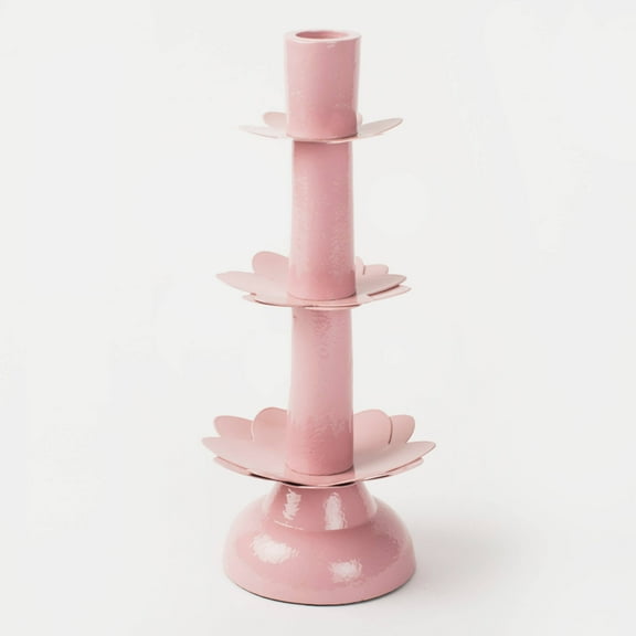 Lotus Bloom Tapered Pink Candleholders
