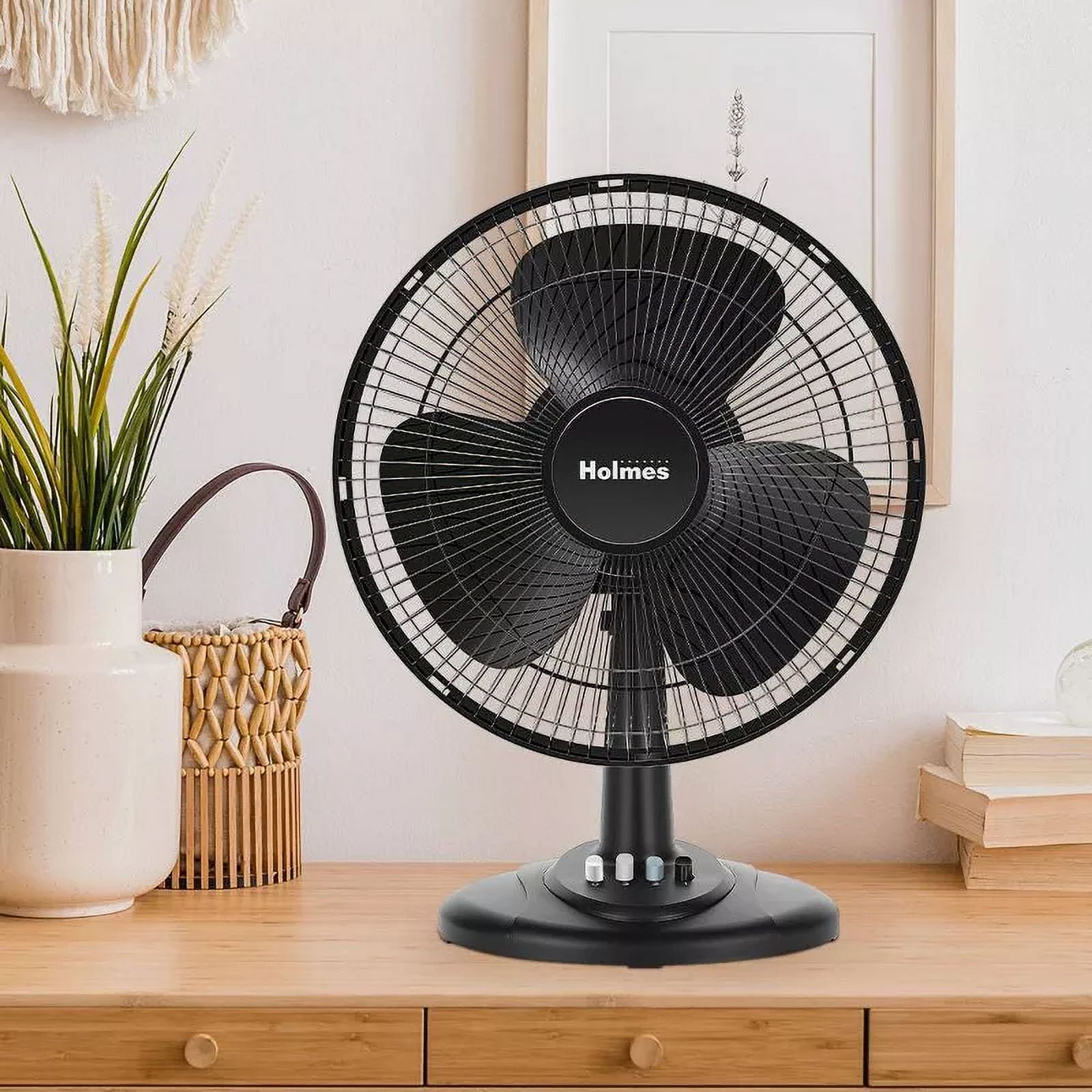 12" Oscillating 3 Speed Adjustable Table Fan with Push Button Controls