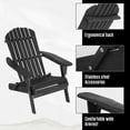 thumbnail image 4 of FDW Folding Adirondack Chair Set of 2, Wooden Pine, Patio Garden, Black, 4 of 9
