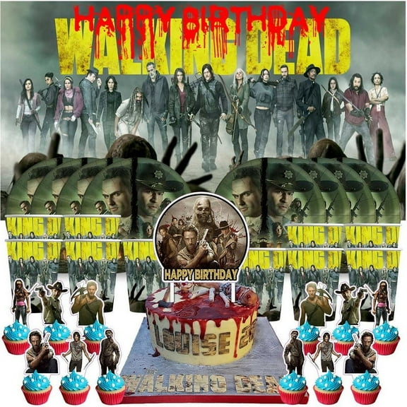 The Walking Dead Birthday Cups Party Supplies Decor Backdrop Plates Fans Decorations Banner
