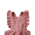 thumbnail image 4 of Kmbangi Girls Solid Color Suspender Skirt Sleeveless Square Collar Large Hem High Waist Dress with Ruffles, 4 of 9