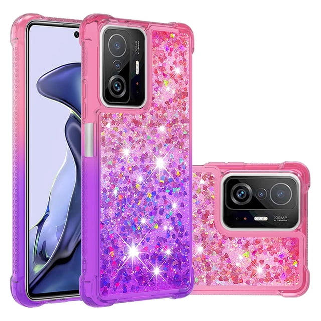 Funda para Xiaomi 11T/11T Pro 5G Transparente con Brillos Carcasa Protectora Antigolpes con Glitter Brillante