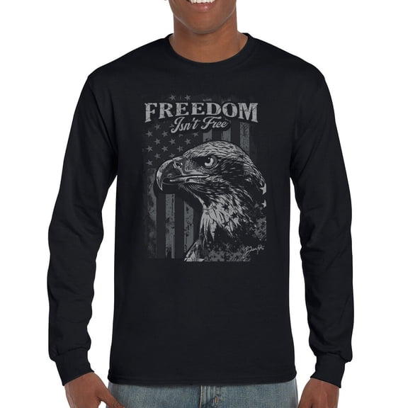 Freedom Isn’t Free Eagle Long Sleeve T-shirt Patriotic American Bird Prey DD 214 POW MIA Military Hero Veterans Day