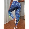 thumbnail image 2 of iEFiEL Womens Halloween Mermaid Costume Shiny Fish Scales Leggings Stretchy Gym Running Tight Pants Blue M, 2 of 7