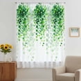 thumbnail image 3 of Spring Green Leaves Sheer Curtains 45 Inches Long, Watercolor Country Vines Botanical Light Filering Curtains, Breathable Simi Curtain Privacy Drapes for Kitchen Bathroom Small Window Treatment, 3 of 9