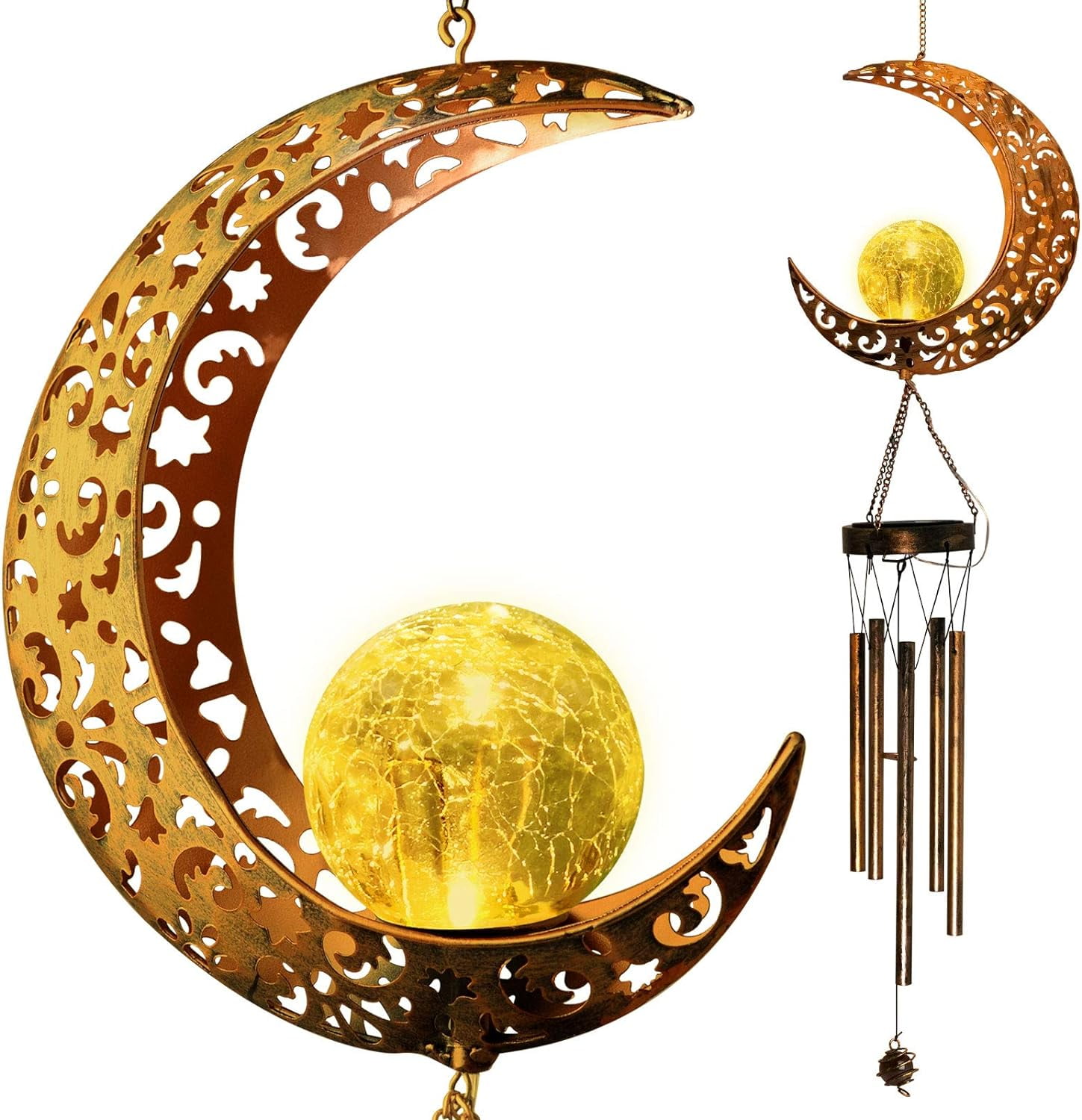 Qoosea Solar Moon Wind Chimes with LED Lights photo 2