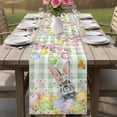 thumbnail image 4 of Sage Green Easter Table Runner 120 Inches, Spring Watercolor Bunny Eggs Flower Plaid Bed Runner Dresser Scarves Tabletop for Indoor Outdoor Parties/Ceremony/Banquet, 13"x 120", 4 of 8