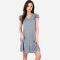 thumbnail image 2 of Women's Ruffle Sleeve V-Neck Dress with Tiered Hem and Relaxed Fit - Medium, Gray, 2 of 7