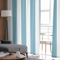 thumbnail image 4 of Aqua Striped Semi Sheer Curtains 84 Inch Length 2 Panels Set, Modern Farmhouse Blue White Stripes Sheer Kitchen Curtain Privacy Voile Window Curtain for Living Room Bedroom Rod Pocket Drapes, 4 of 7