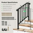 thumbnail image 5 of VIVOSUN Outdoor Handrail, 40" × 36" Fits 1 to 4 Steps, Adjustable Wrought Mattle Iron Stair Railing, 5 of 6