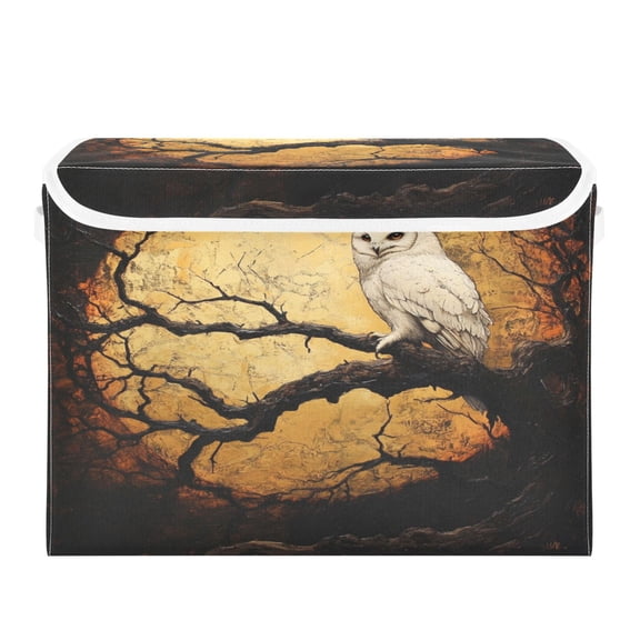 Storage Box With Lid 16.5x12.6x11.8In Foldable Stacked Household Storage Box Tree Owl