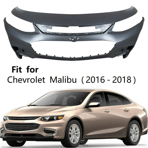 Fit for Chevrolet Malibu 2016-2018 Unpainted Front Bumper Cover (No Park Assist Sensor Hole), 16-18 Malibu Bumper Cover