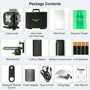 Huepar 4D 16 Lines Cross Line Laser Level 4 x 360 Green Beam Self-Leveling Lasers Level Tools with LCD Screen and Bluetooth