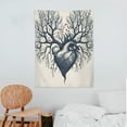 thumbnail image 3 of ONETECH  Surrealistic Tapestry Twin , Human Heart Blooming Tree Leaves Anatomy of Life and Love Concept, Wall Hanging Bedspread Bed Cover Wall Decor, Twin Size, Off White Black, 3 of 7