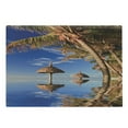 thumbnail image 1 of Nature Cutting Board, Tropic Palm Trees in Ocean Exotic Skyline Summer Paradise Mauritius Honeymoon Theme, Decorative Tempered Glass Cutting and Serving Board, Large Size, Blue Brown, by Ambesonne, 1 of 1