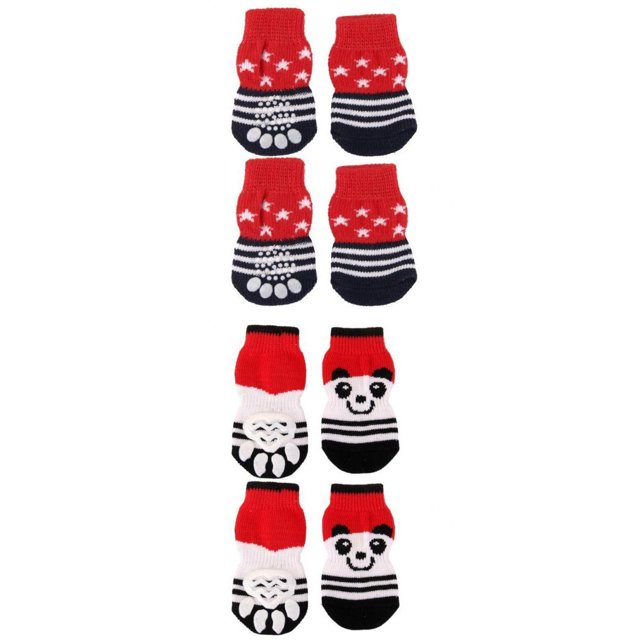 8x Zapatillas de Zapatos para Cachorros de Perro Mascota Calcetines antideslizantes rayas de estrellas Zulema