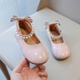 thumbnail image 6 of Girls' Pearl Bow Princess Shoes, Non-Slip Soft Sole Mary Janes, Perfect for Parties, Weddings, and Daily Outings Pink 3.5-4 Years, 6 of 7
