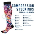 thumbnail image 2 of FORMRS Womens Knee High Socks Casual Long Thick Travel Daily Wear, 2 Pairs, Black Colorful Circles, 2 of 6