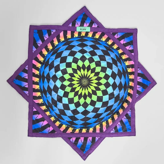 Harlequin Halo UV Flow Star | Spin Cloth Dapo Star | Festival Rave Juggling Fabric Disc