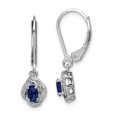 thumbnail image 1 of 925 Sterling Silver Diamond Created Sapphire Earrings Drop Dangle Birthstone September, 1 of 6
