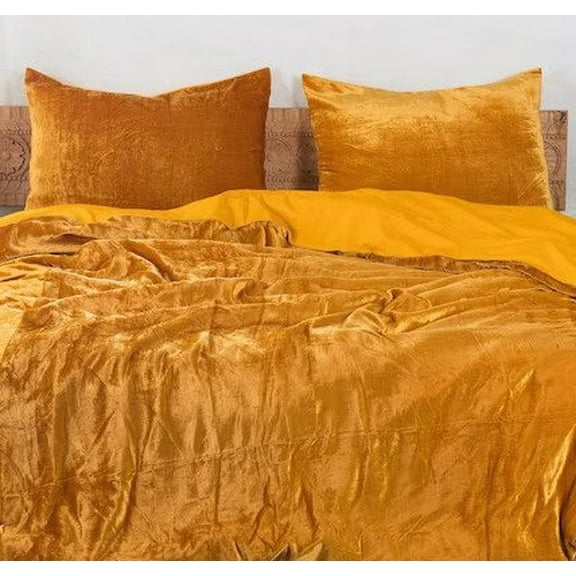 Thread Connect Velvet Duvet Cover King/Queen Size Comforter Set, Boho Bedding Sheets Crushed Velvet bedding sets Ties Closure, (1 Duvet Cover & 2 Pillowcases)