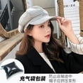 thumbnail image 2 of SikaFu Black Woolen Duck Tongue Beret For Women In Autumn And Winter, British Fashion Retro Octagonal Hat, Korean Version, Japanese Newsboy Painter Hat, 2 of 9