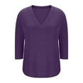 thumbnail image 5 of Womens Pleated V Neck Shirts Long Sleeve Trendy Loose Shirt Lightweight Comfy Fashion Blouse Casual Soft Solid Color Tops, 5 of 5