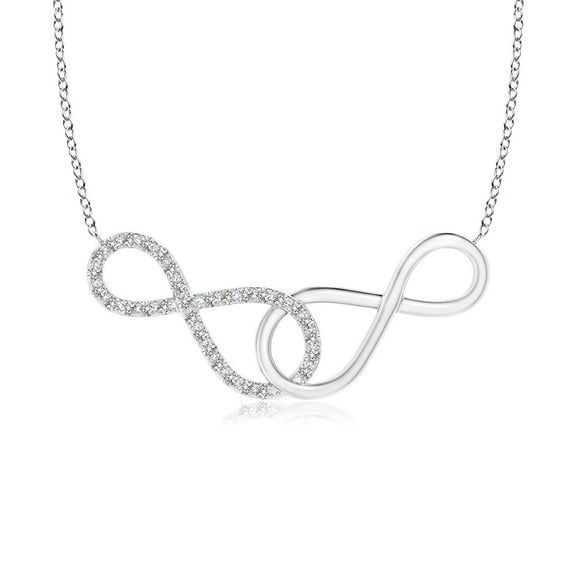 ANGARA Natural Interlocking Diamond Sideways Infinity Necklace in 925 Sterling Silver for Women (Size-0.9mm| Color-I-J| Clarity-I1-I2) | Anniversary, Jewelry Gift for Women | Natural Diamond Necklace