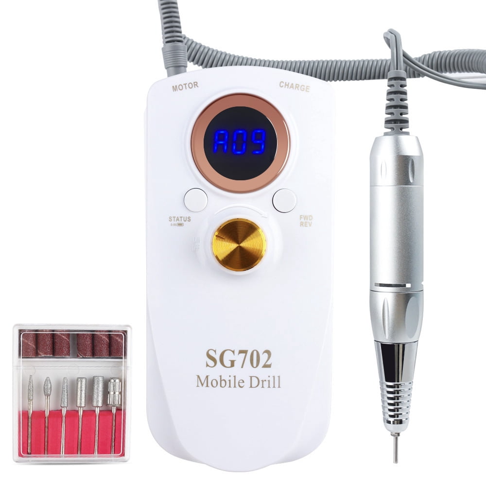 2025 NEW Professional Rechargeable Nail Drill - 35,000 RPM Portable Electric Nail File with Lithium Battery, Adjustable Forward/Reverse（White size：21.5cm*18.4cm*5.4cm）