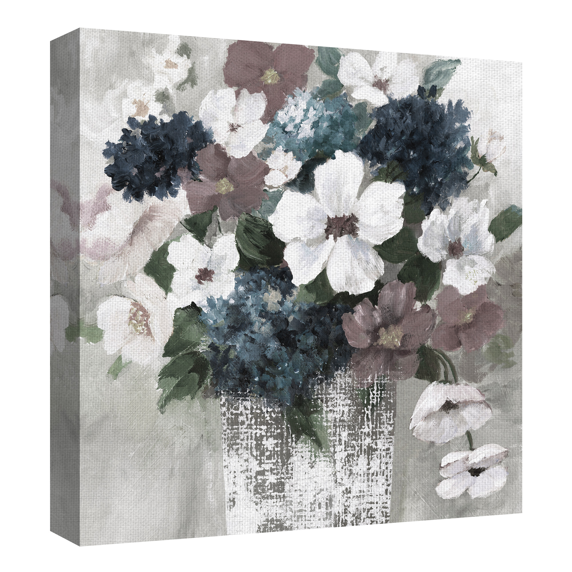 Masterpiece Art Gallery Linen Bouquet I Light Sqaure REV By Nan Canvas Art Print 24" x 24"