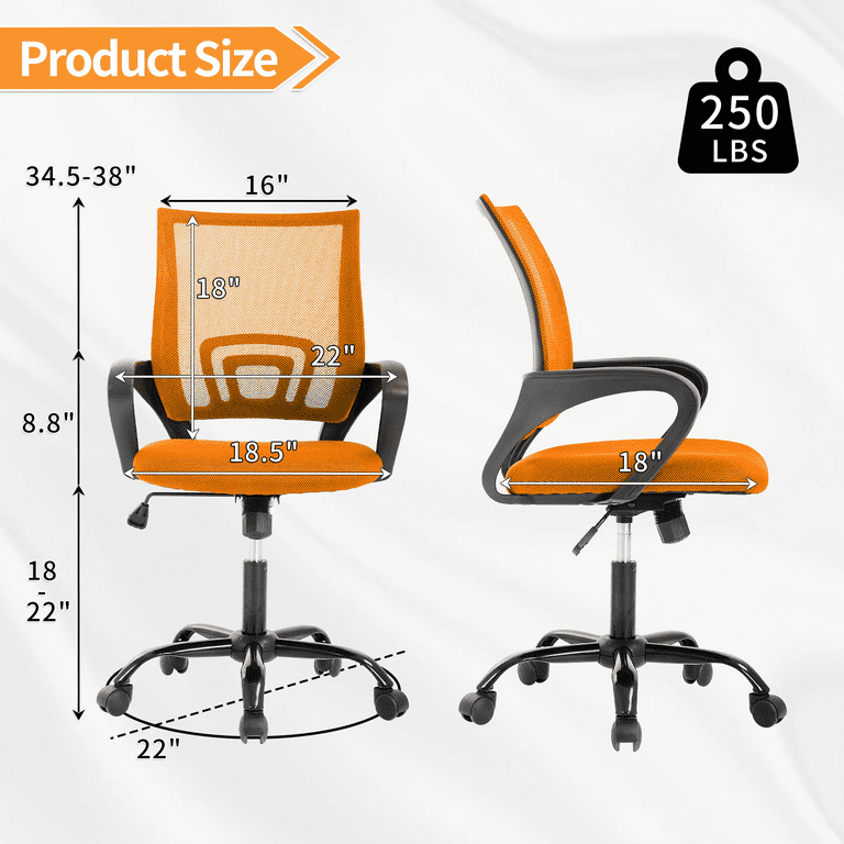 Mid Back Desk Chair Mesh Office Chair Height Adjustable Computer
