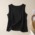 thumbnail image 1 of Craaazy Débardeur Femme Couleur Unie Style Lin Col Rond Sans Manches Fendu Côté Blouse Décontractée pour Cadeaux d'Été, 1 of 4