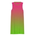 thumbnail image 3 of Pink green gradient Spring Summer Dresses for Women Fashion T-shirt Dress Casual Sleeveless Loose Sundress with Pockets, 3 of 5