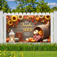 thumbnail image 6 of Wood Background Thanksgiving Banner Harvest Theme Sunflowers Decorative Pumpkin for Fall Decoration Church Event Party, 6 of 9