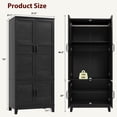 thumbnail image 2 of 72" Wooden Wardrobe Armoire with 4 Doors, Freestanding Bedroom Closet Cabinet with Hanging Rod & Adjustable Shelves-Black, 2 of 9