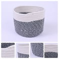 thumbnail image 2 of Unique Bargains Woven Storage Basket Bin with Handle for Clothes Home Decor White Black S, 2 of 5