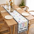 thumbnail image 3 of Table Runner 72 Inches Long for Kitchen Dining, Happy Easter Dresser Scarf Farmhouse, Dining Table Decorations for Wedding/Parties, Spring Watercolor Rabbits Black White Plaid 18 x 72 In, 3 of 8