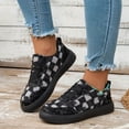 thumbnail image 2 of Ladies Distressed Plaid Denim Skate Shoes Lightweight Flat Platform Lace Up Sneakers Soft Sole Non Slip Walking Shoes, 2 of 7