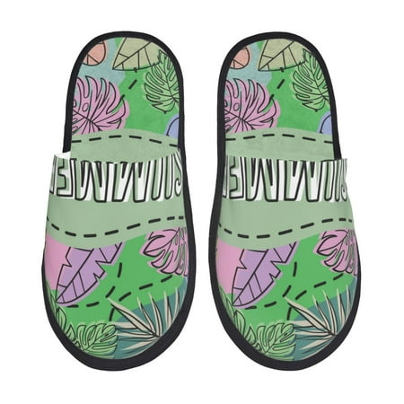 Balery Summer Slient Indoor Furry Fleece Comfort House Shoes Soft Non-Slip Home Shoes Cotton slippers House Slippers-- Large