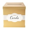 Merry Expressions Gold Card Box with Gold Foil Satin Ribbon & Cards Label. A Large Card Holder Gift Box Size 10"x10"x10"