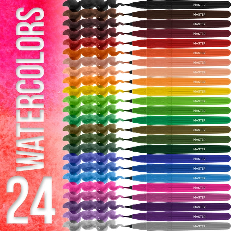 24 Watercolor Brush Pens with Water Brush – The Mm-hmm Shop