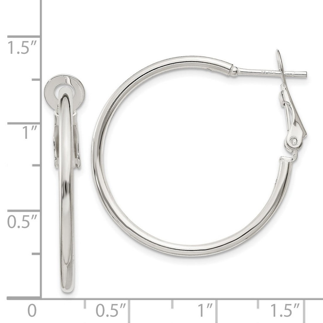 925 Sterling Silver Hollow Polished Hinged hoop Omega Back Hoop Earrings 25x2mm Wide Hoop Earring for Women
