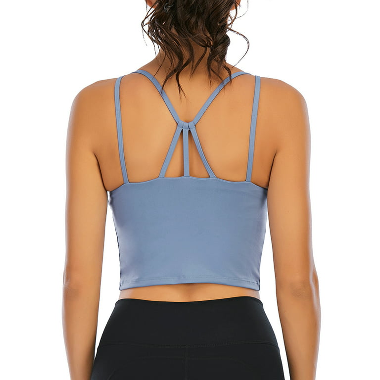 LELINTA Strappy Sports Bras for Women Padded Medium Support Workout Yoga Bra  with Removable Cups, Black/ Blue/ Purple, Size XS-XL 