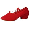 thumbnail image 1 of SZJXBUY Chaussures pour Femmes Talon Bas Extensible Bout Fermé Débutant Yoga Ballet Danse Pratique Rouge,42, 1 of 9