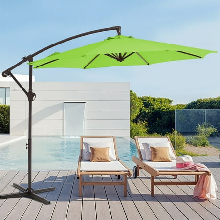 JUSTLET 10 Outdoor Hanging Offset Cantilever Umbrella for Patio(No Base) Apple Green