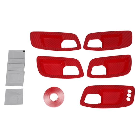 Interior Door Handle Bowl Cover Trim for Dodge Charger 2011-2021 Carbon Fiber Red ABS 5 Pcs