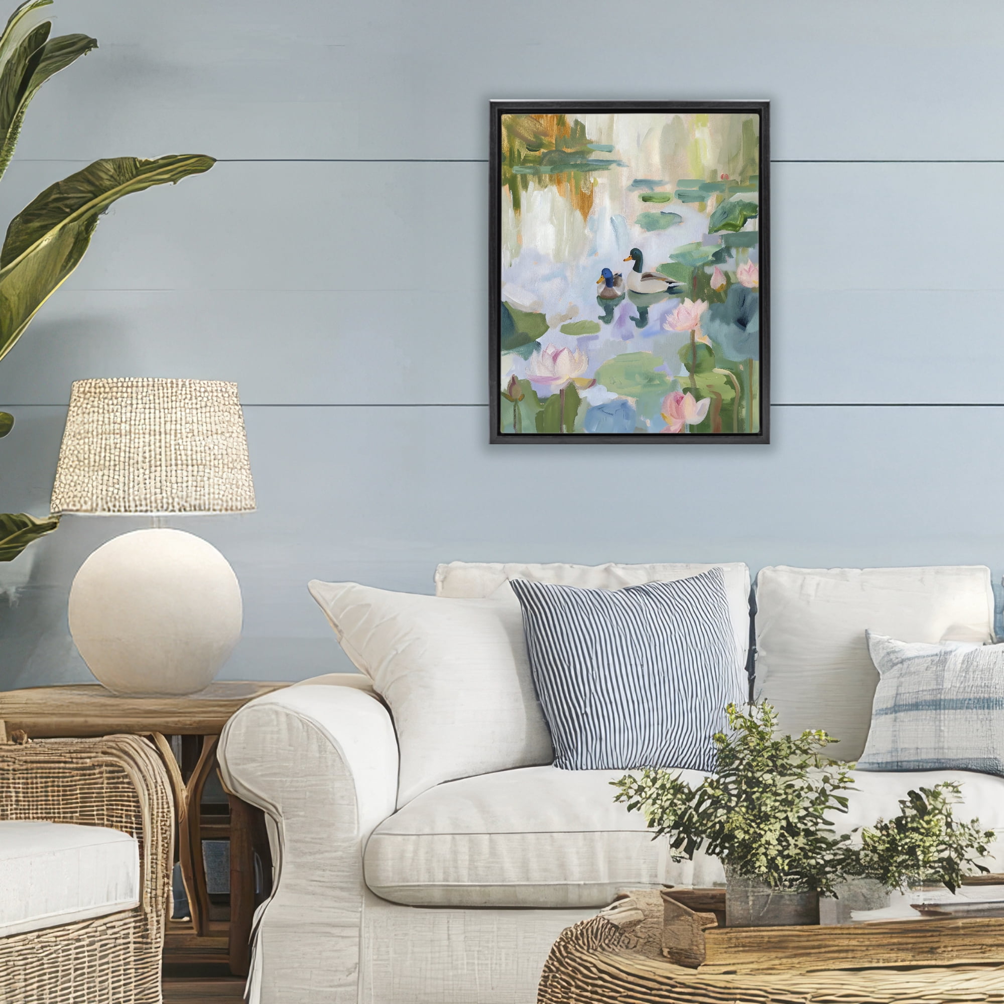 Stupell Industries Duck Pond During Tranquil Morning Black Framed Floater Canvas Wall Art, design by The Prints Vibe