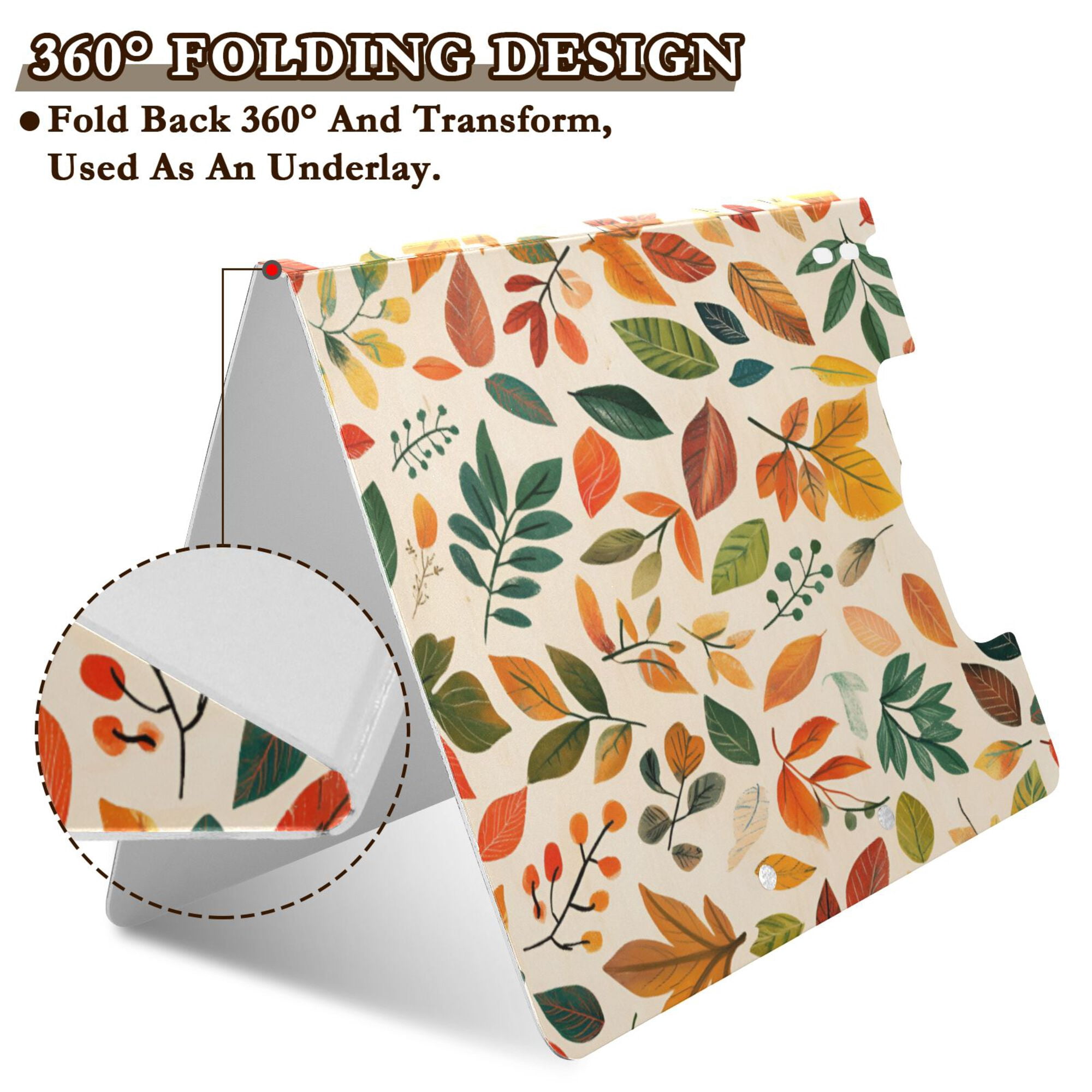 FORMRS A4 Clipboard Folder with Pen Holder Horizontal Foldable School Office Binder, Beige Retro Leaves